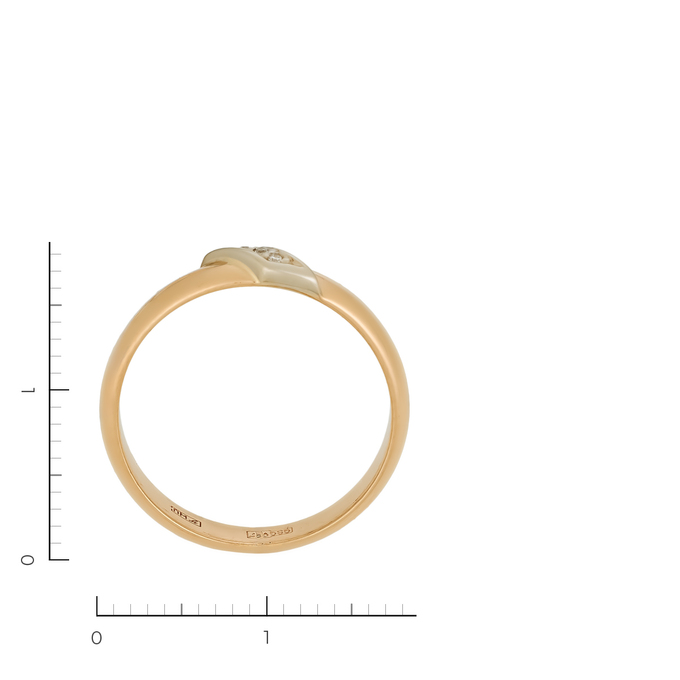 Кольцо из комбинированного золота 585 пробы c 3 бриллиантами, Л 2508 2735 за 21630