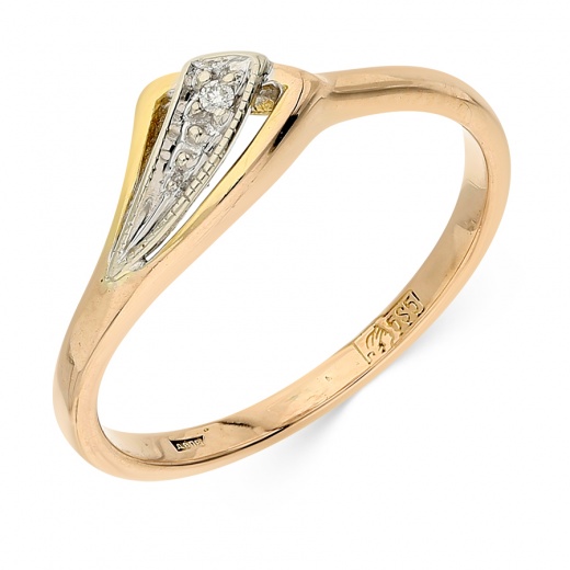 Кольцо из комбинированного золота 585 пробы c 1 бриллиантом