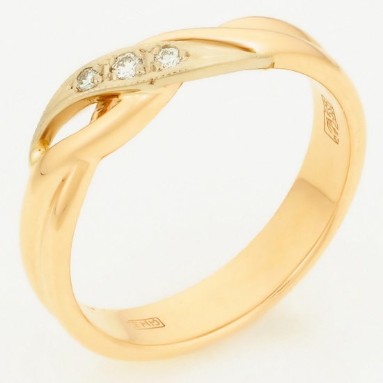 Кольцо из комбинированного золота 585 пробы c 3 бриллиантами, Л12069182 за 20100