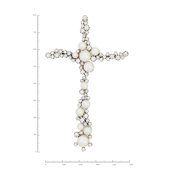 Подвеска из золота 750 пробы c бриллиантами и культивированным жемчугом, Л 2812 2290 за 235000