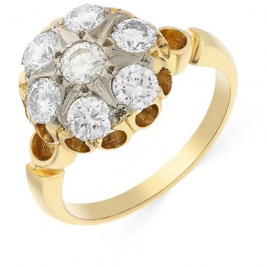 Кольцо из комбинированного золота 750 пробы c 7 бриллиантами 056708 фото 1