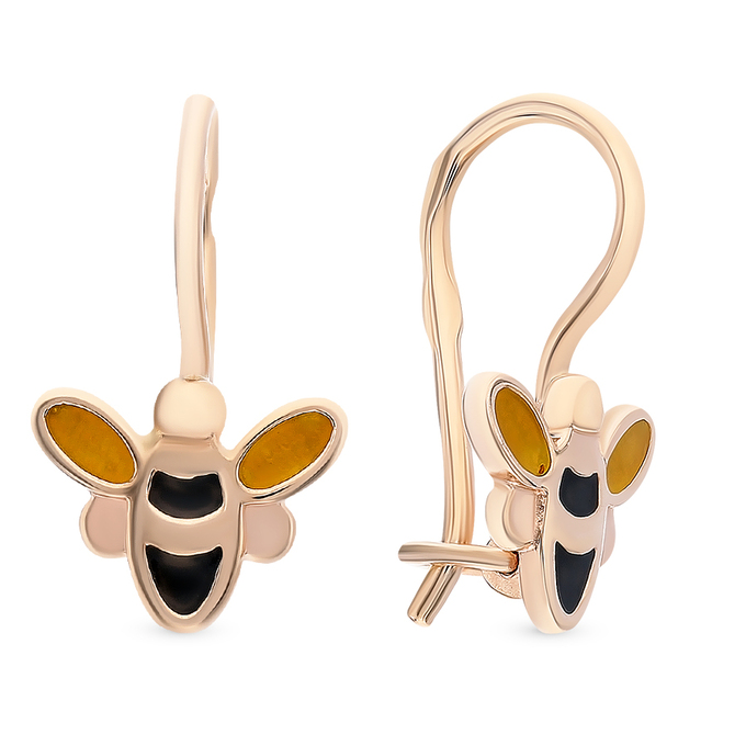 Серьги из золота 585 пробы c эмалями