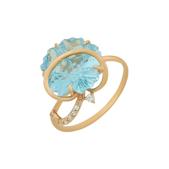 Кольцо из золота 585 пробы c топазом и фианитами, Л 2415 3822 за 29920