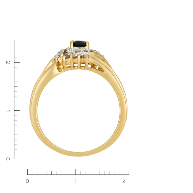 Кольцо из комбинированного золота 585 пробы c 26 бриллиантами и 1 сапфиром, Л 2809 5233 за 42350