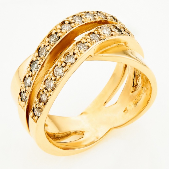 Кольцо из желтого золота 585 пробы c 22 бриллиантами