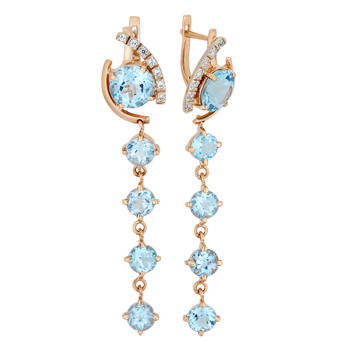 Серьги из золота 585 пробы c топазами и фианитами, Л 7000 9359 за 122240