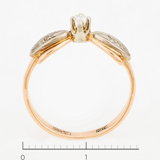 Кольцо из комбинированного золота 585 пробы c 3 бриллиантами, Л32079276 за 9065