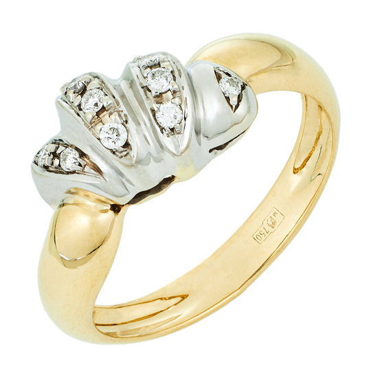 Кольцо из комбинированного золота 750 пробы c 9 бриллиантами, Л05103483 за 33300
