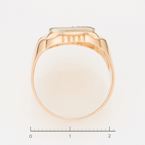 Кольцо печатка из комбинированного золота 583 пробы c 1 бриллиантом, Л28065247 за 73815