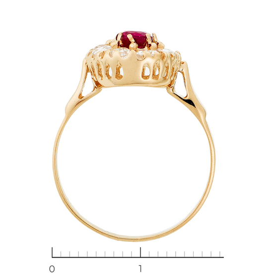 Кольцо из красного золота 585 пробы c 1 корундом и фианитами, Л46084617 за 15120