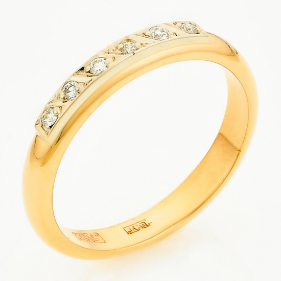 Кольцо из комбинированного золота 585 пробы c 6 бриллиантами, Л62013232 за 14400