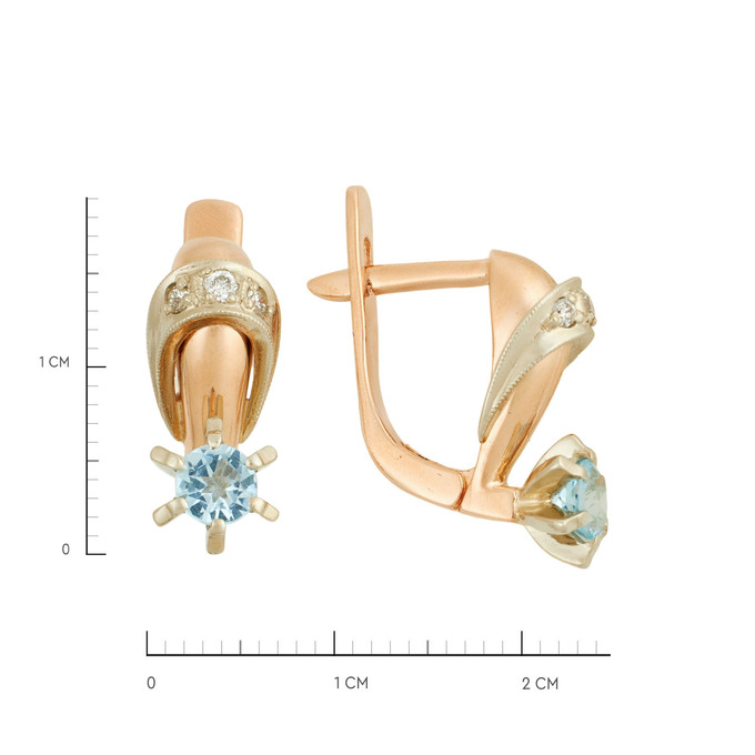 Серьги из золота 585 пробы с топазами и бриллиантами, Л 4708 5065 за 49200