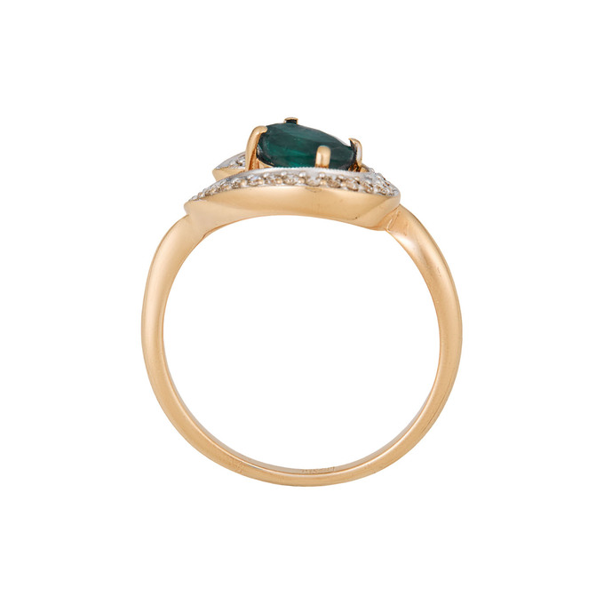 Кольцо из золота 585 пробы c изумрудом и бриллиантами, Л 2812 3382 за 67600