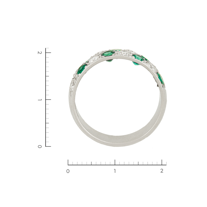 Кольцо из белого золота 750 пробы c 8 изумрудами и 8 бриллиантами, Л 2809 0007 за 92400