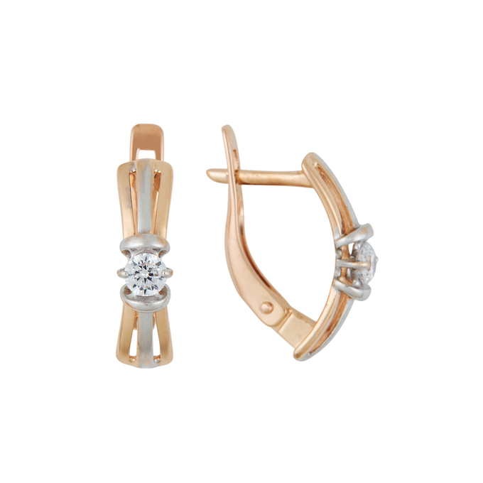 Серьги из золота 585 пробы c 1 фианитом, Л 7502 2085 за 16080