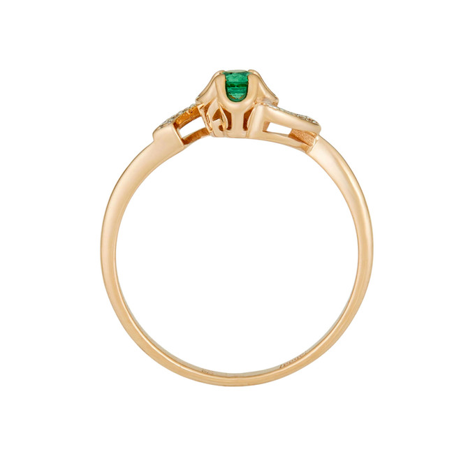 Кольцо из золота 585 пробы c изумрудом и бриллиантами, Л 0908 3155 за 23600