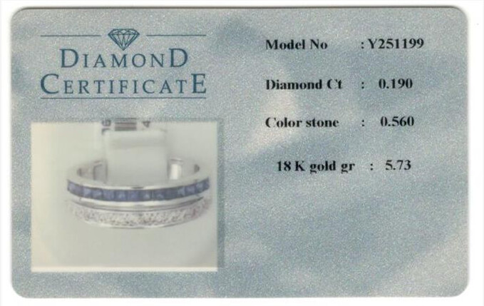 Кольцо из золота 750 пробы c диффузионными сапфирами и бриллиантами, Л 2811 7829 за 87000