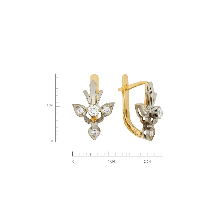 Серьги из золота 750 пробы c 8 бриллиантами
