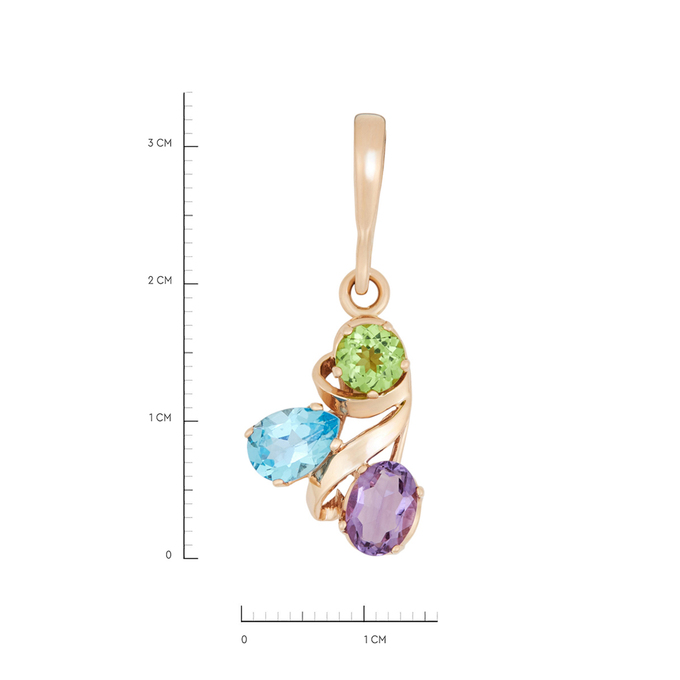 Подвеска из золота 585 пробы c топазом, аметистом и хризолитом, Л 2415 2144 за 30000