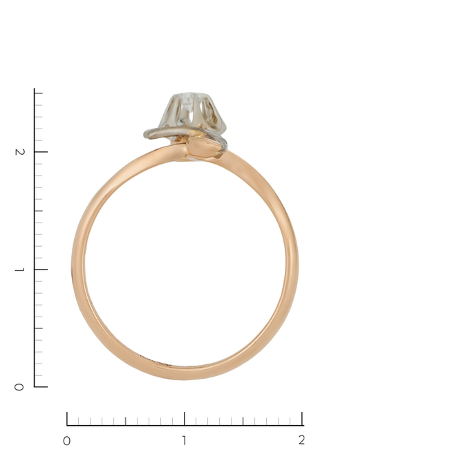 Кольцо из комбинированного золота 583 пробы c 2 бриллиантами, Л 2316 0103 за 32720