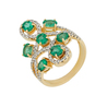 Кольцо из золота 750 пробы c изумрудами и бриллиантами