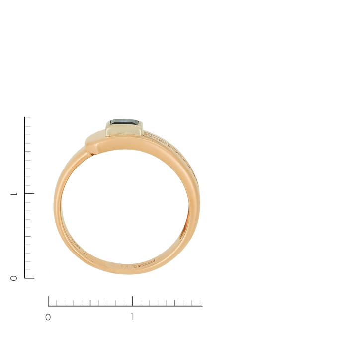 Кольцо из комбинированного золота 585 пробы c 7 бриллиантами и 1 сапфиром, Л 1115 4464 за 36750