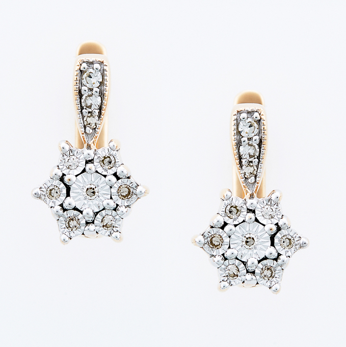 Серьги из золота 585 пробы c 20 бриллиантами