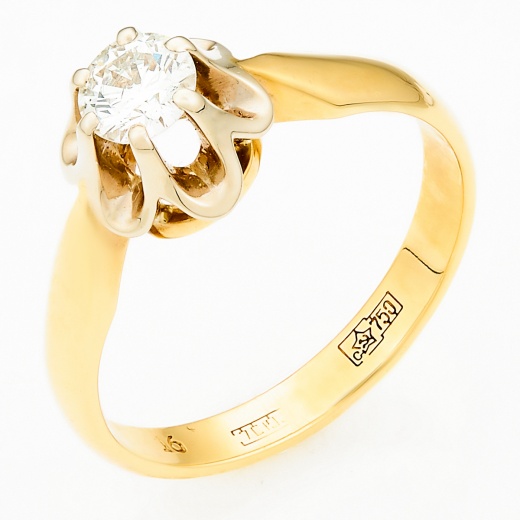 Кольцо из комбинированного золота 750 пробы c 1 бриллиантом Л33067135 фото 1