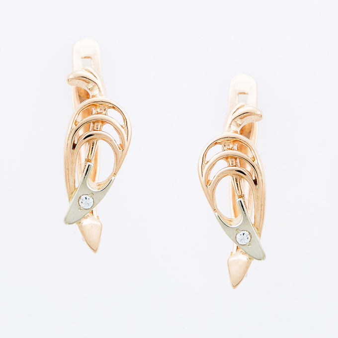 Серьги из золота 585 пробы c фианитами