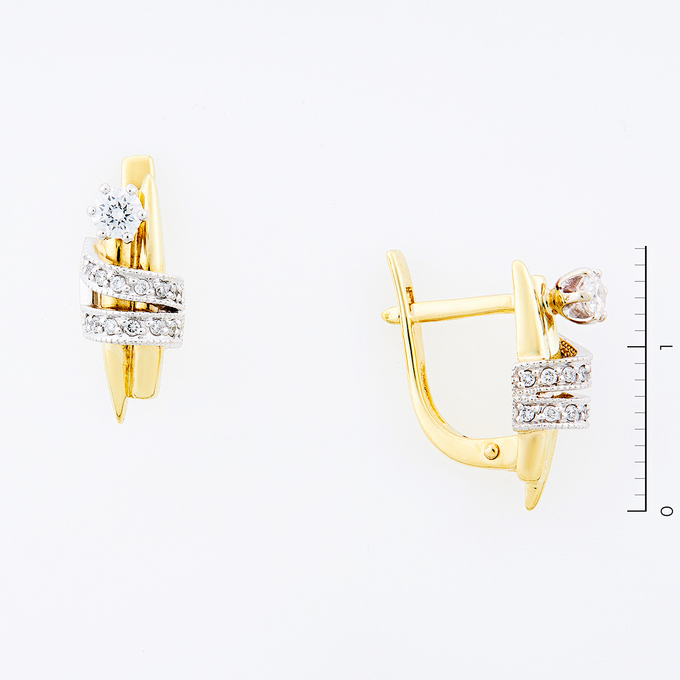 Серьги из золота 585 пробы c 32 бриллиантами