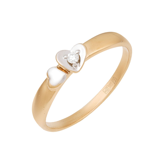 Кольцо из золота 585 пробы c бриллиантом