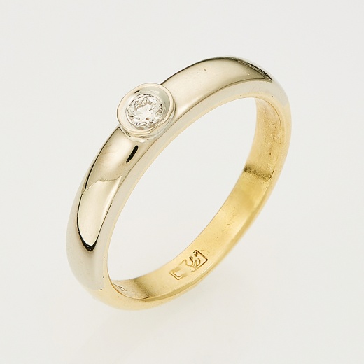 Кольцо из желтого золота 750 пробы c 1 бриллиантом Л30079959 фото 1