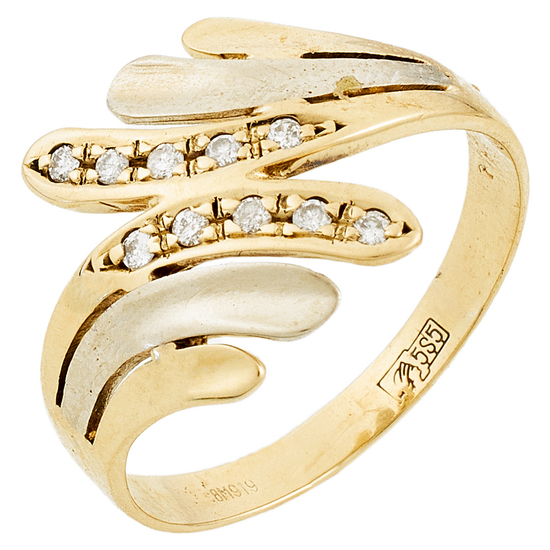 Кольцо из комбинированного золота 585 пробы c 10 бриллиантами, Л28086649 за 17 520 ₽