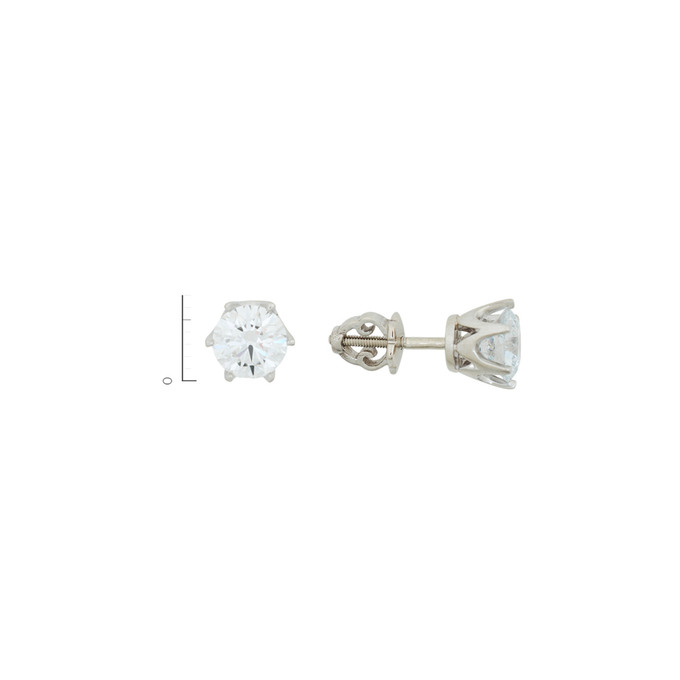Серьги из золота 585 пробы c 2 бриллиантами