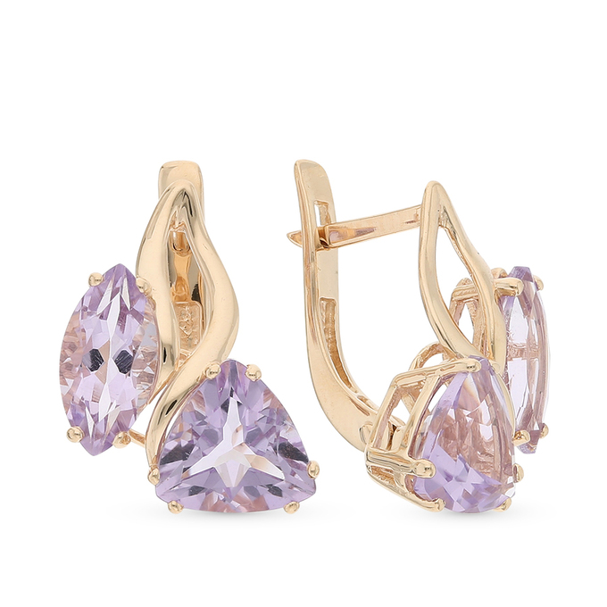 Серьги из золота 585 пробы c аметистами