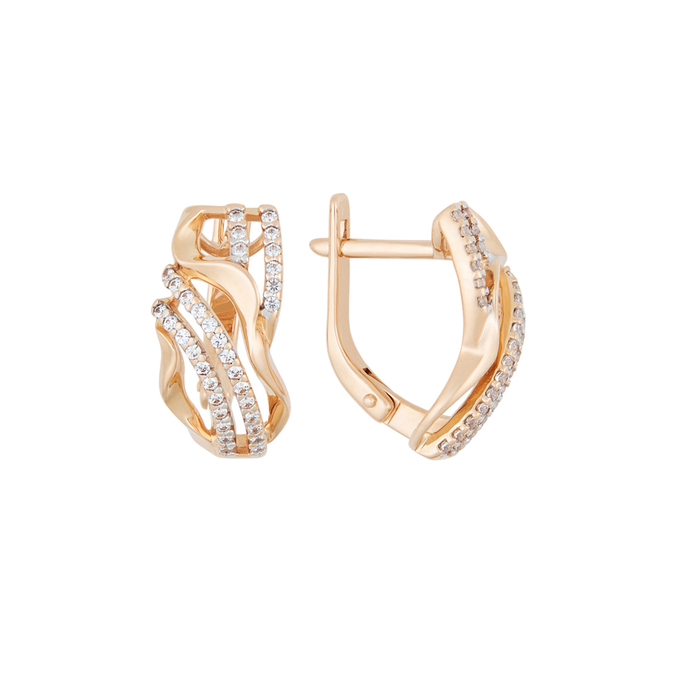 Серьги из золота 585 пробы c фианитами