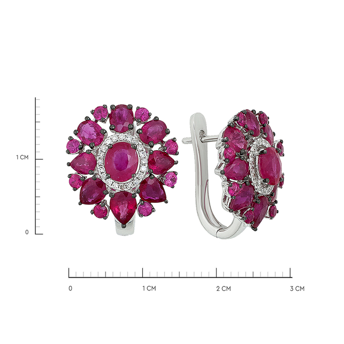 Серьги из золота 585 пробы c рубинами и бриллиантами