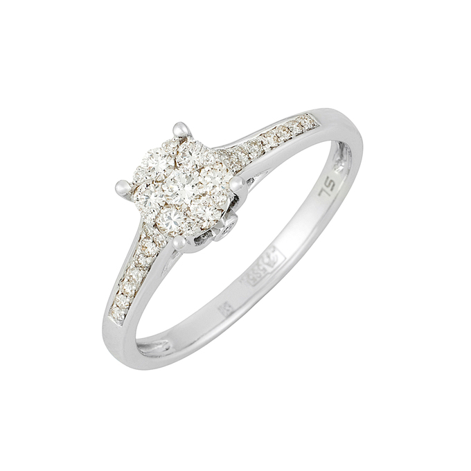 Кольцо из золота 585 пробы c бриллиантами