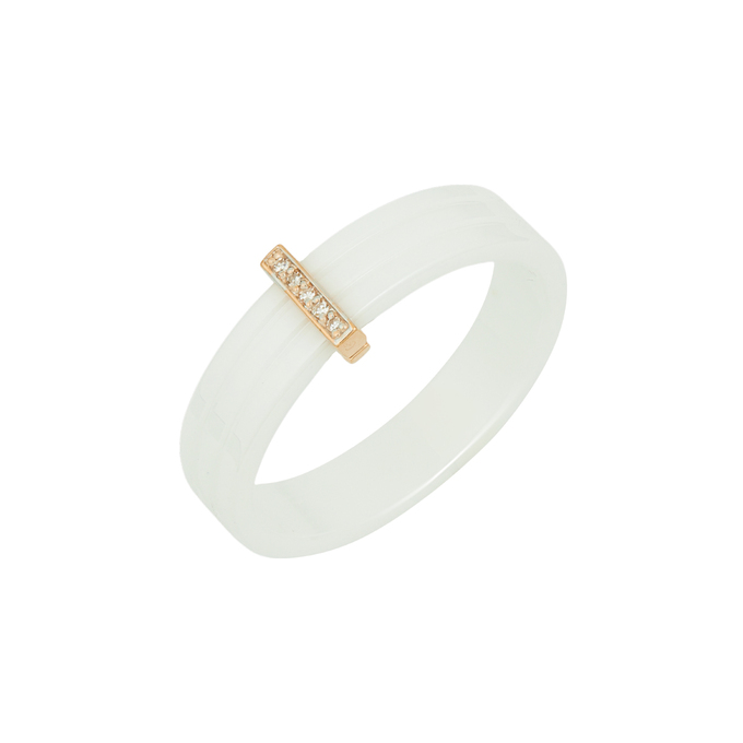 Кольцо из золота 585 пробы c бриллиантами и керамикой