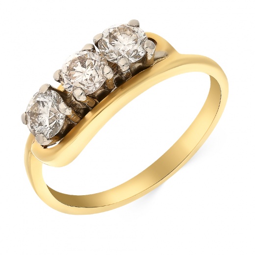 Кольцо из комбинированного золота 750 пробы c 3 бриллиантами 028935 фото 1