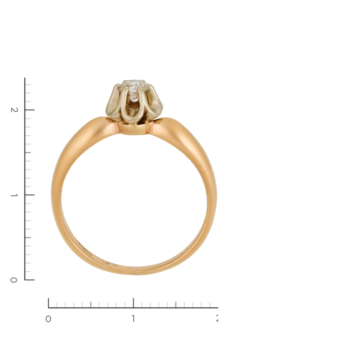 Кольцо из комбинированного золота 585 пробы c 1 бриллиантом, Л 6302 1517 за 39600
