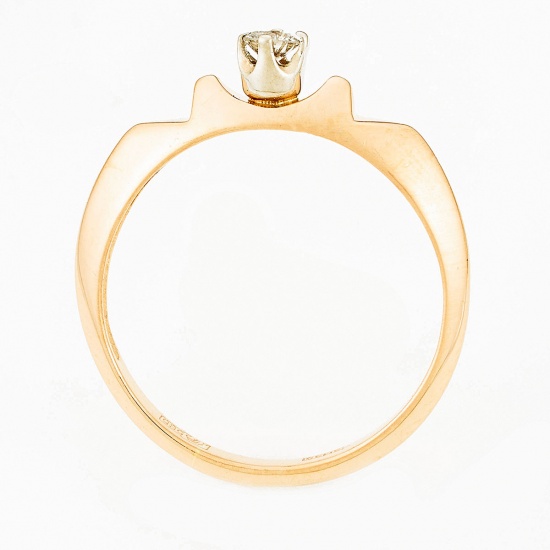 Кольцо из комбинированного золота 585 пробы c 1 бриллиантом, Л18109030 за 14340