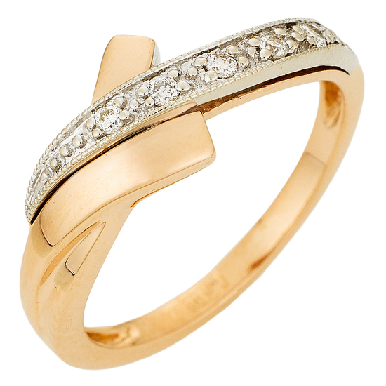 Кольцо из комбинированного золота 585 пробы c 5 бриллиантами, Л43058293 за 20650