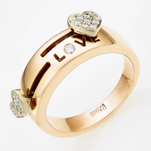 Кольцо из комбинированного золота 585 пробы c 21 бриллиантами Л39080230 фото 1
