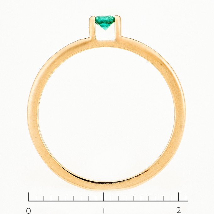 Кольцо из красного золота 585 пробы c 1 изумрудом