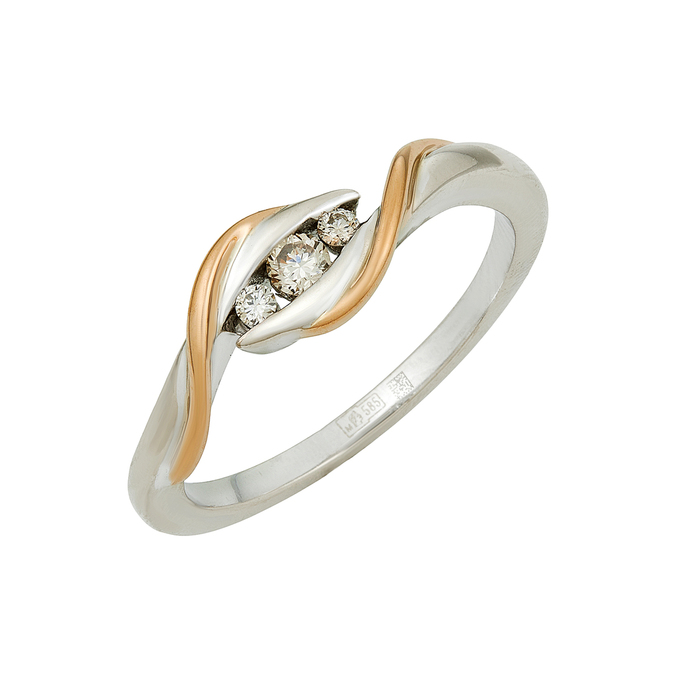 Кольцо из золота 585 пробы c бриллиантами