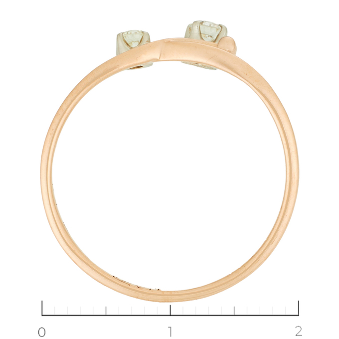 Кольцо из комбинированного золота 583 пробы c 2 бриллиантами, Л 4306 0506 за 22320