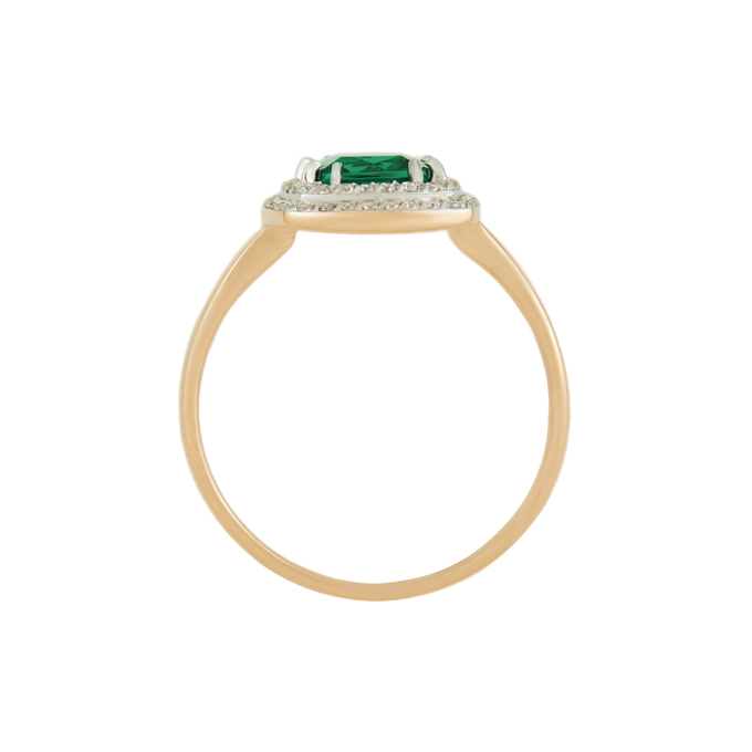 Кольцо из золота 585 пробы c синтетическим изумрудом и фианитами, Л 2812 0004 за 18720