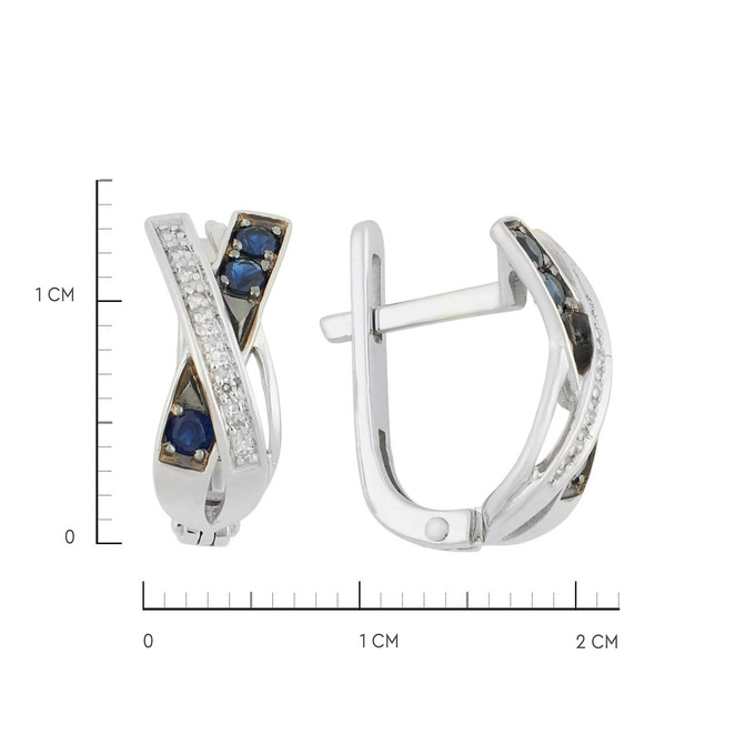 Серьги из золота 585 пробы с сапфирами и бриллиантами, Л 0408 1189 за 29600