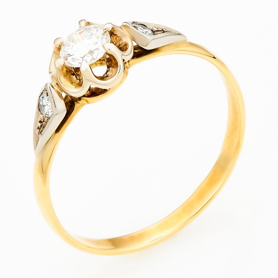 Кольцо из комбинированного золота 750 пробы c 3 бриллиантами, Л29105698 за 52170